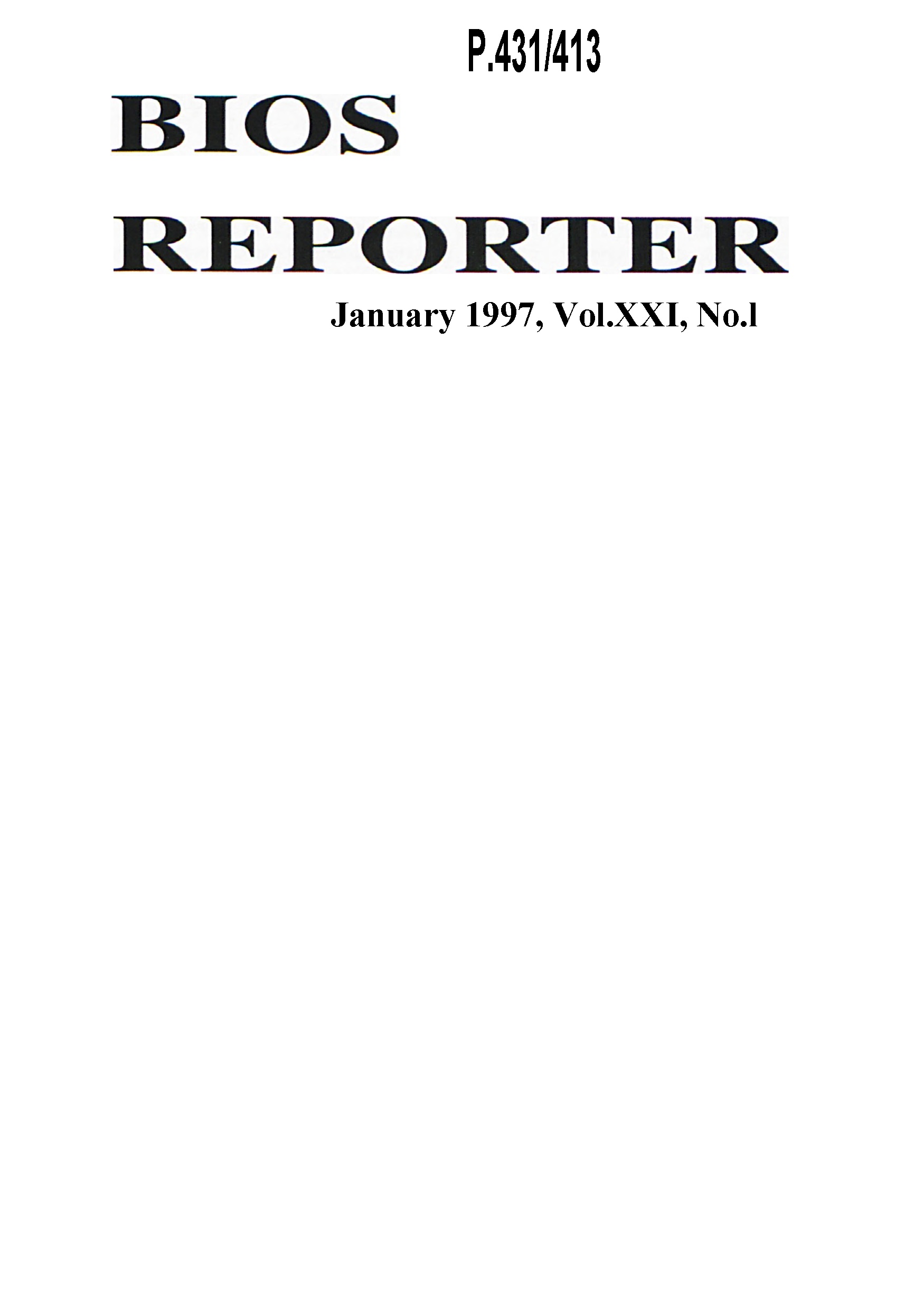 BIOS Reporter – Volume 21, No.1 – January 1997