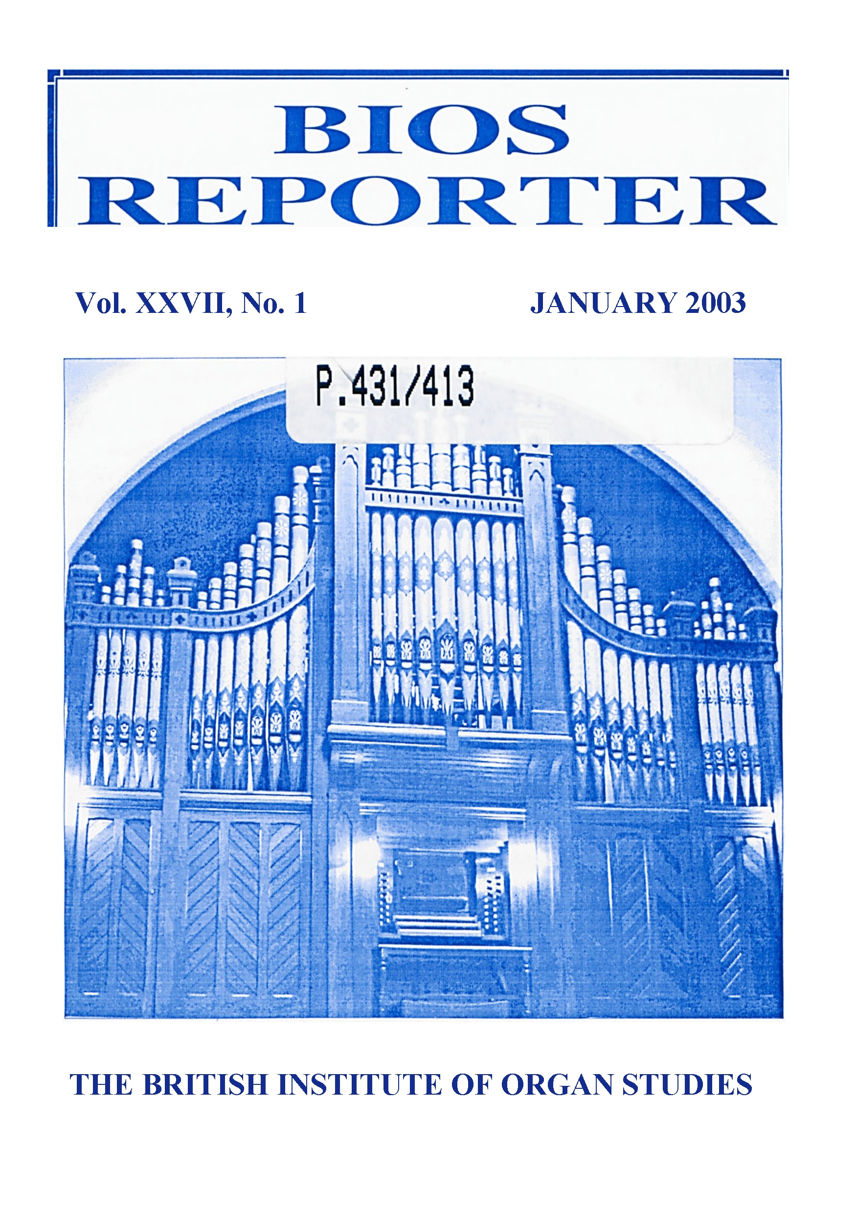 BIOS Reporter – Volume 27, No.1 – January 2003