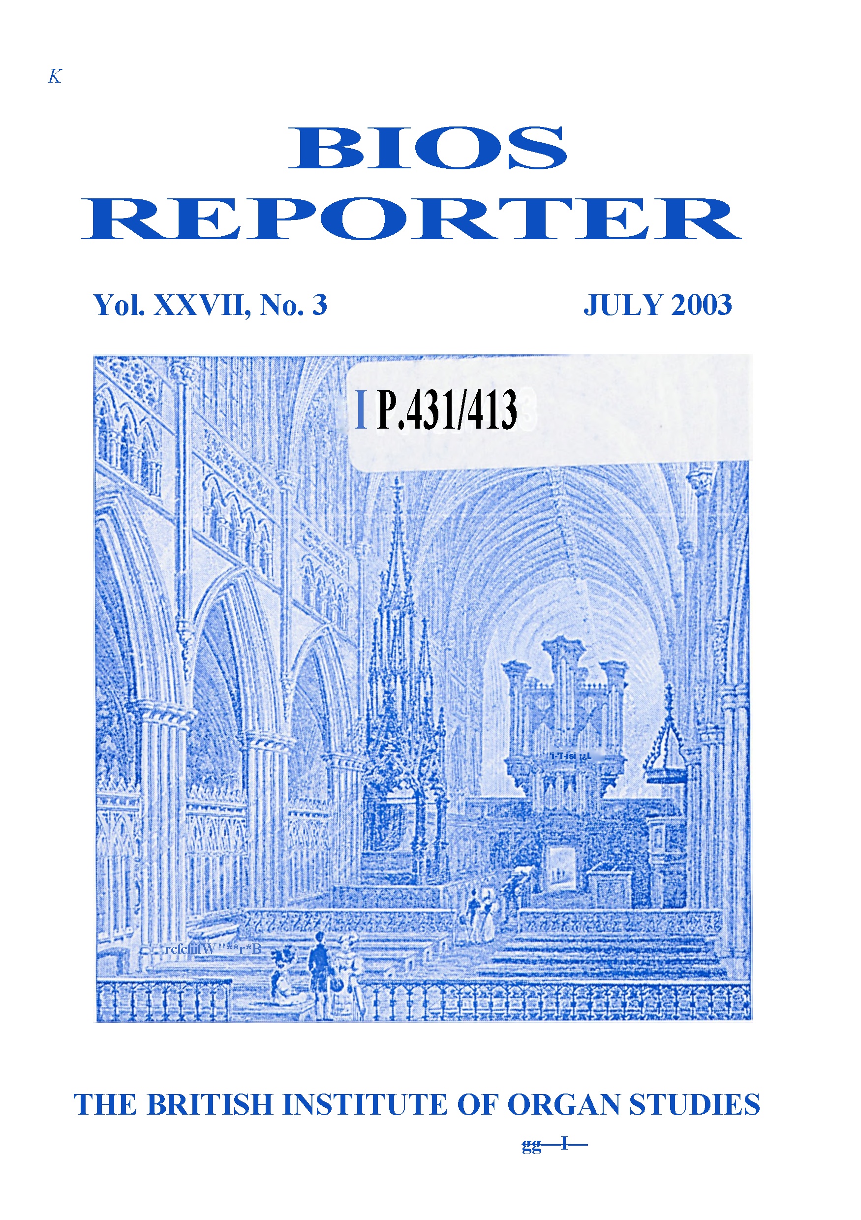 BIOS Reporter – Volume 27, No.3 – July 2003