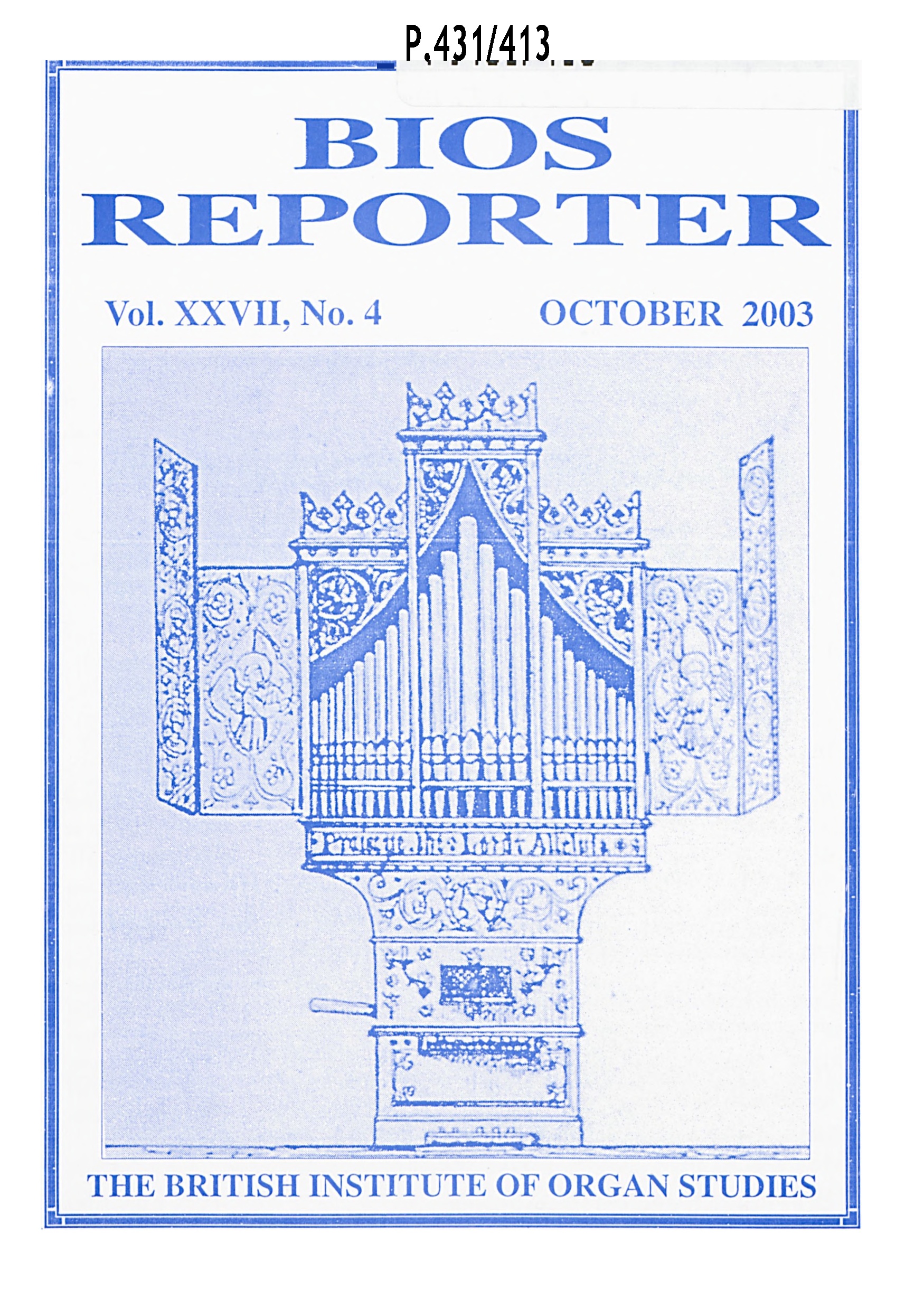 BIOS Reporter – Volume 27, No.4 – October 2003